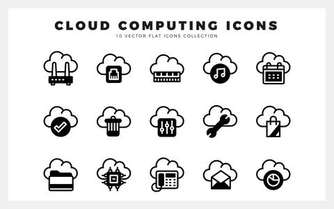 15 Cloud Computing Lineal Fill icon pack. vector illustration. 스톡 일러스트