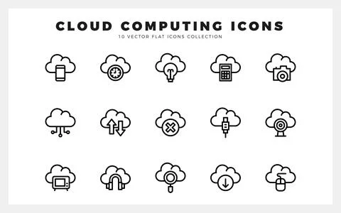 15 Cloud Computing Lineal icon pack. vector illustration. Stock Illustration