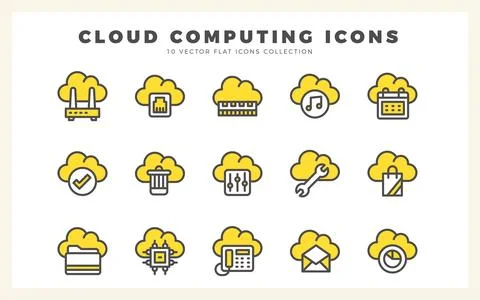 15 Cloud Computing Two Color icon pack. vector illustration. Stock Illustration