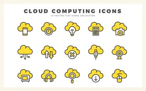 15 Cloud Computing Two Color icon pack. vector illustration. Stock Illustration