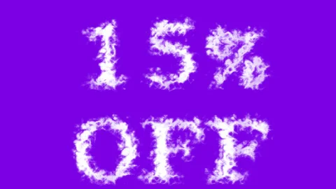 15% Off cloud text effect violet isolated background Video stock 139606015