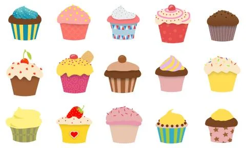 15 Cupcakes Stock Illustration
