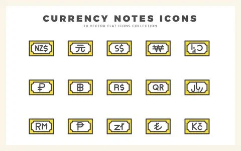 15 Currency Note Two Color icon pack. vector illustration. Stockillustratie
