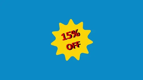 Up to 15% discount on a blue background. Suitable for marketing promotions,.. Stock Footage 306753118