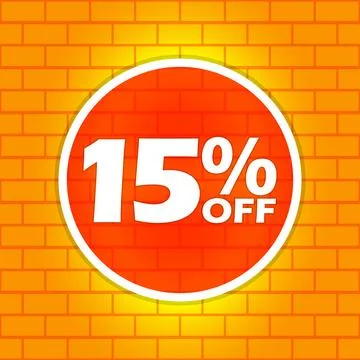 15% Off Discount on Brick Background Illustrazione stock