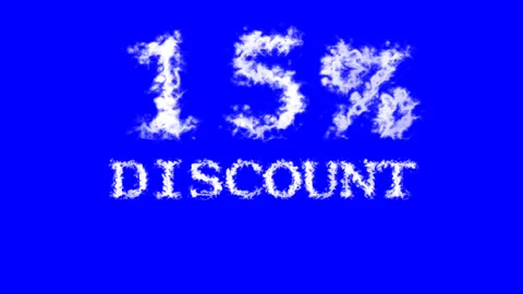 15% discount cloud text effect blue isolated background Stock Footage 139639924