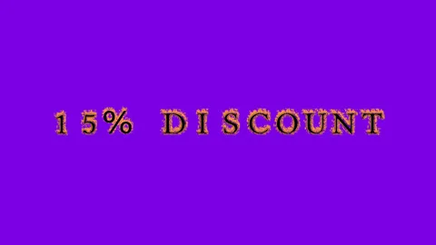 15% discount fire text effect violet background Stock Footage 136314475
