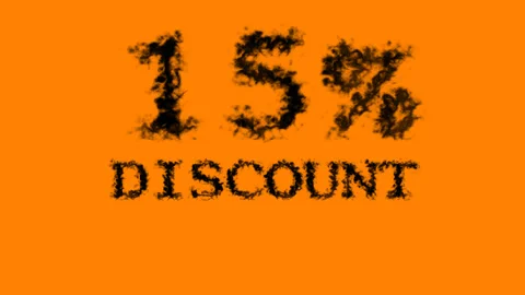 15% discount smoke text effect orange isolated background Stock Footage 139627824