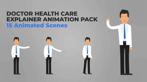 15 Doctor Scientist Character Animation Scenes Stock After Effects