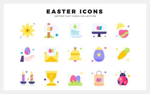 15 Easter Flat icon pack. vector illustration. Illustrazione stock
