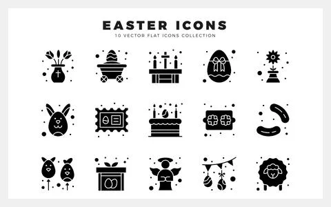 15 Easter Glyph icon pack. vector illustration. Stock Illustration
