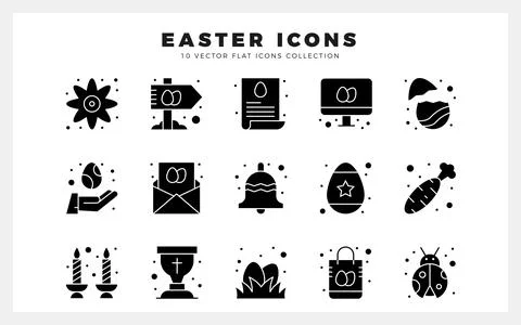 15 Easter Glyph icon pack. vector illustration. Illustrazione stock