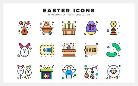 15 Easter Lineal Color icon pack. vector illustration. Illustrazione stock