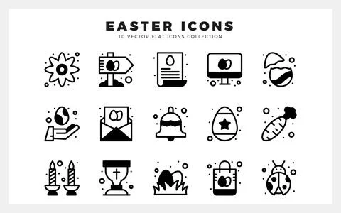 15 Easter Lineal Fill icon pack. vector illustration. Stock Illustration