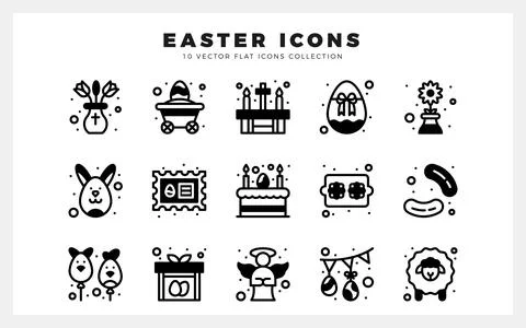 15 Easter Lineal Fill icon pack. vector illustration. Stock Illustration