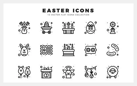 15 Easter Lineal icon pack. vector illustration. Illustrazione stock