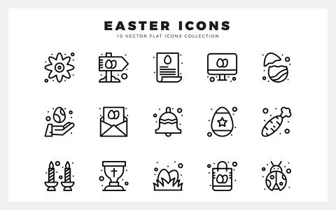 15 Easter Lineal icon pack. vector illustration. Stock Illustration