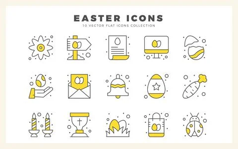 15 Easter Two Color icon pack. vector illustration. Stock Illustration