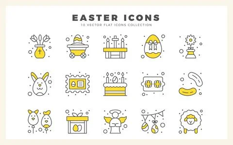 15 Easter Two Color icon pack. vector illustration. Stock Illustration