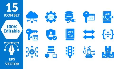 15 Editable EPS Vector Icons for Technology and Development Stock Illustration