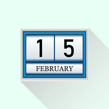 15 February Vector flat daily calendar icon. Date and month. Ilustração Stock