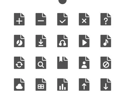 15 File v3 UI Pixel Perfect Well-crafted Vector Solid Icons Stock Illustration