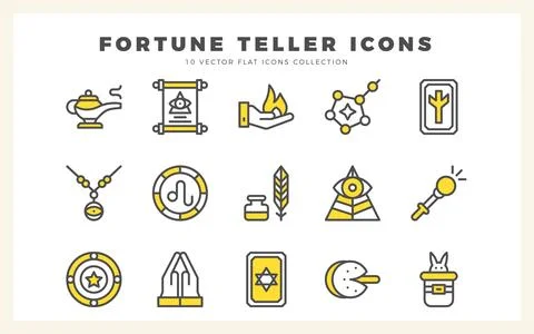 15 Fortune Teller Two Color icon pack. vector illustration. Stock Illustration