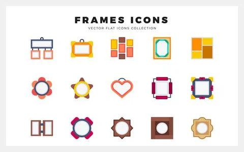 15 Frames Flat icons pack. vector illustration. Stock Illustration