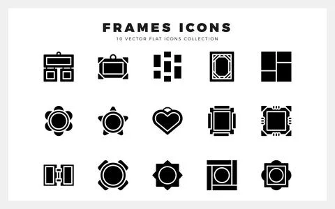 15 Frames Glyph icons pack. vector illustration. Stock Illustration