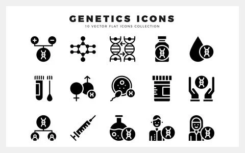 15 Genetics Glyph icon pack. vector illustration. Stock Illustration