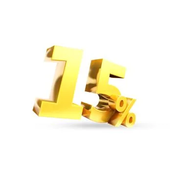 15% Golden symbol , 3D render Stock Illustration