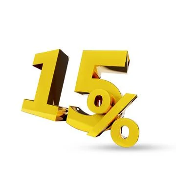 15% Golden symbol , 3D render Stock Illustration