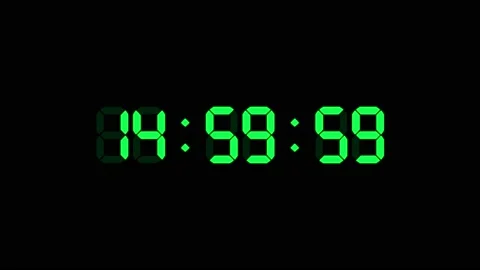15 hour o'clock digital clock. Seconds count to fifteen. Numerical electronic Stock Footage 148146694
