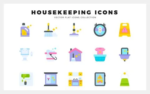15 Housekeeping Flat icons pack. vector illustration. 스톡 일러스트