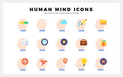 15 Human Mind Flat icon pack. vector illustration. Stock Illustration