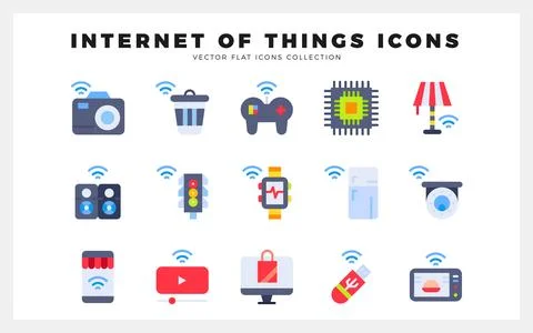 15 Internet of Things Flat icon pack. vector illustration. 스톡 일러스트