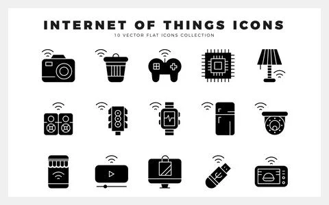 15 Internet of Things Glyph icon pack. vector illustration. 스톡 일러스트