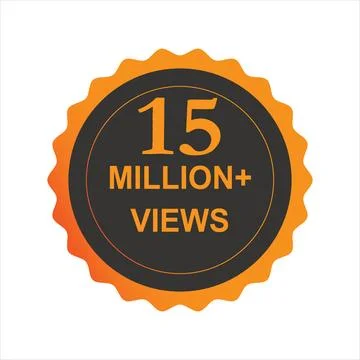 15 million + views vector icon, sticker with colors for social media. Stock Illustration