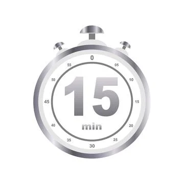 15 min timer sign, time concept, timer. Vector illustration Stock Illustration