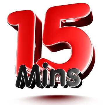 15 mins isolated on white background illustration 3D rendering with clipping  Stock Illustration