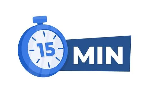 15 Minute Countdown Timer Icon Blue Stopwatch for Time Management and 스톡 일러스트