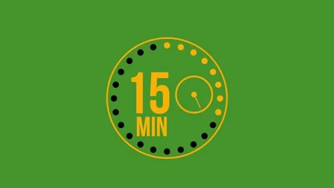 15 minute timer animation, with a green screen background. 動画素材 344948997