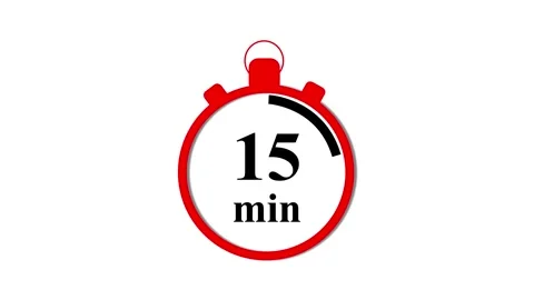 15 minute timer countdown clock animation, red stopwatch for time managemen.. 스톡 동영상 332965268