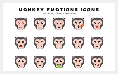 15 Monkey Emoticon Flat icon pack. vector illustration. Illustrazione stock