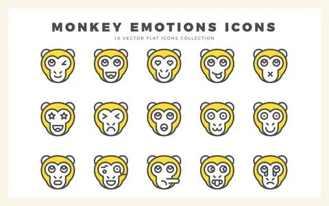 15 Monkey Emoticon Two Color icon pack. vector illustration. 스톡 일러스트