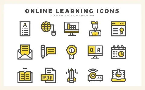 15 Online Learning Two Color icon pack. vector illustration. イラスト素材