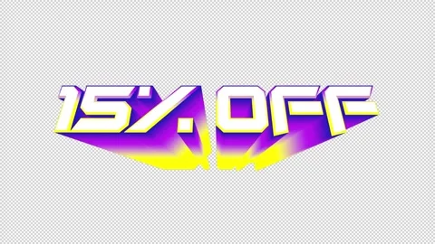 15 Percent OFF 3D Text Animation Transparent Alpha Stock Footage 272842553