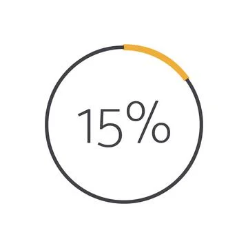 15 percent circle chart. Vector percentage infographic element. Sign イラスト素材
