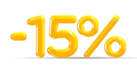 15 percent Off. Discount creative composition of golden or yellow balloons. Stock Illustration