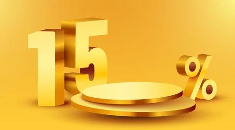 15 percent Off. Discount creative composition. Product presentation, mock up Stock Illustration